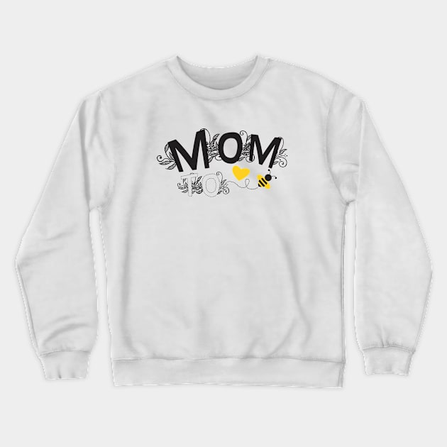 Mom to be | Pregnancy Announcement With Black Floral Typography and Yellow Heart And Bee Crewneck Sweatshirt by ZAZIZU